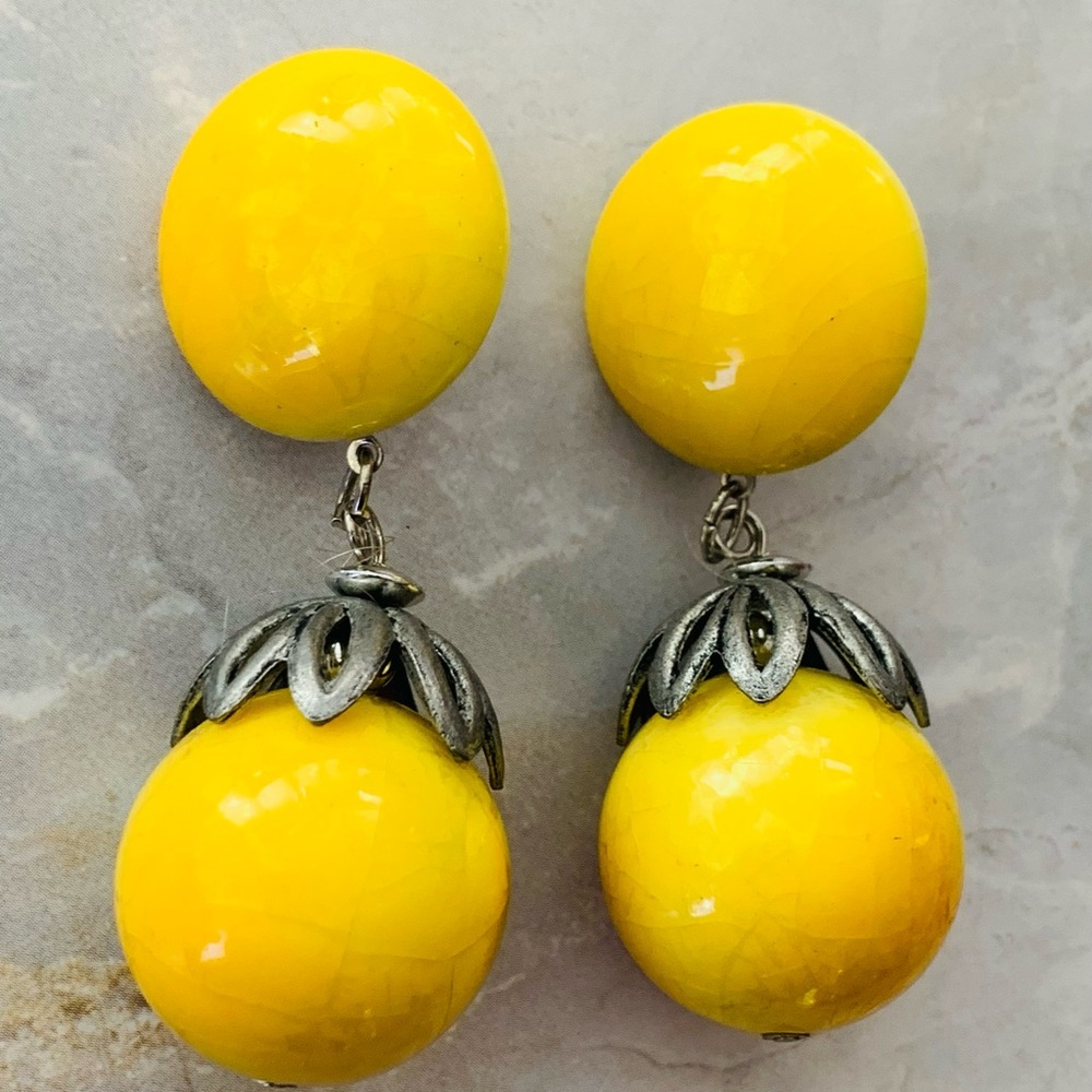 Retro Yellow Drop Earrings